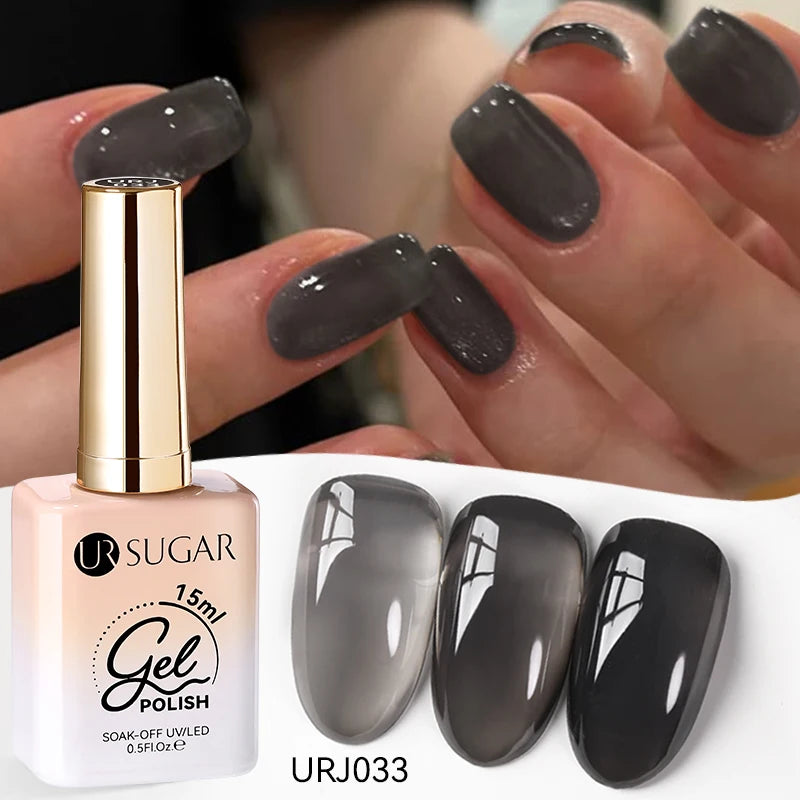 UR SUGAR 15ml Jelly Nude Gel Nail Polish Light Pink Translucent Color Soak Off UV LED Gel Varnish Nail Art DIY Fashion Manicure