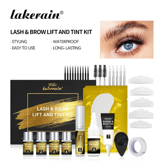 Pro Lash And Brow Tinting Kit For Lash Brow Lift Perm Fixation Setting Curled Lashes Long-lasting Set 4-6 Weeks Lash Curler Perm