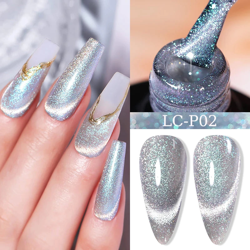 LILYCUTE 7ML Auroras Glitter Thermal Gel Nail Polish Temperature Color Changing Semi Permanent Soak Off Nail Art UV Gel Varnish
