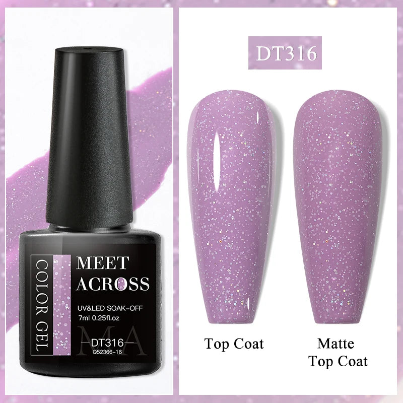 MEET ACROSS 7ml Rubber Base Gel Glitter Nude Pink White 2 In 1 Gel Nail Polish Nail Art Varnish For Nails Winter Autumn Manicure