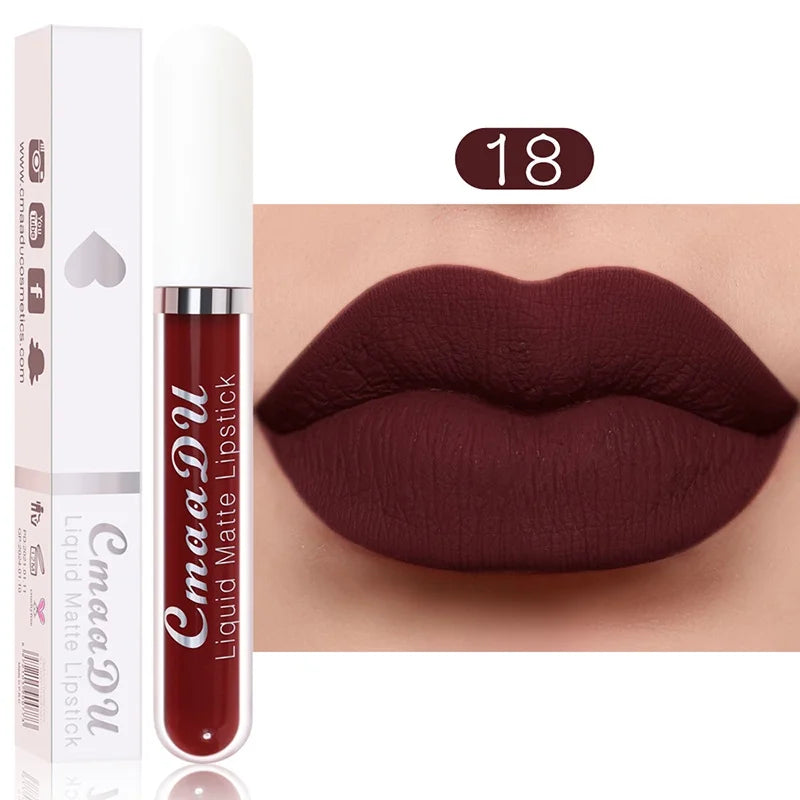 Long-Lasting Velvet Matte Lip Gloss – Liquid Lipstick, Red Lip Makeup for Women, Waterproof, Moisturizing Lip Gloss