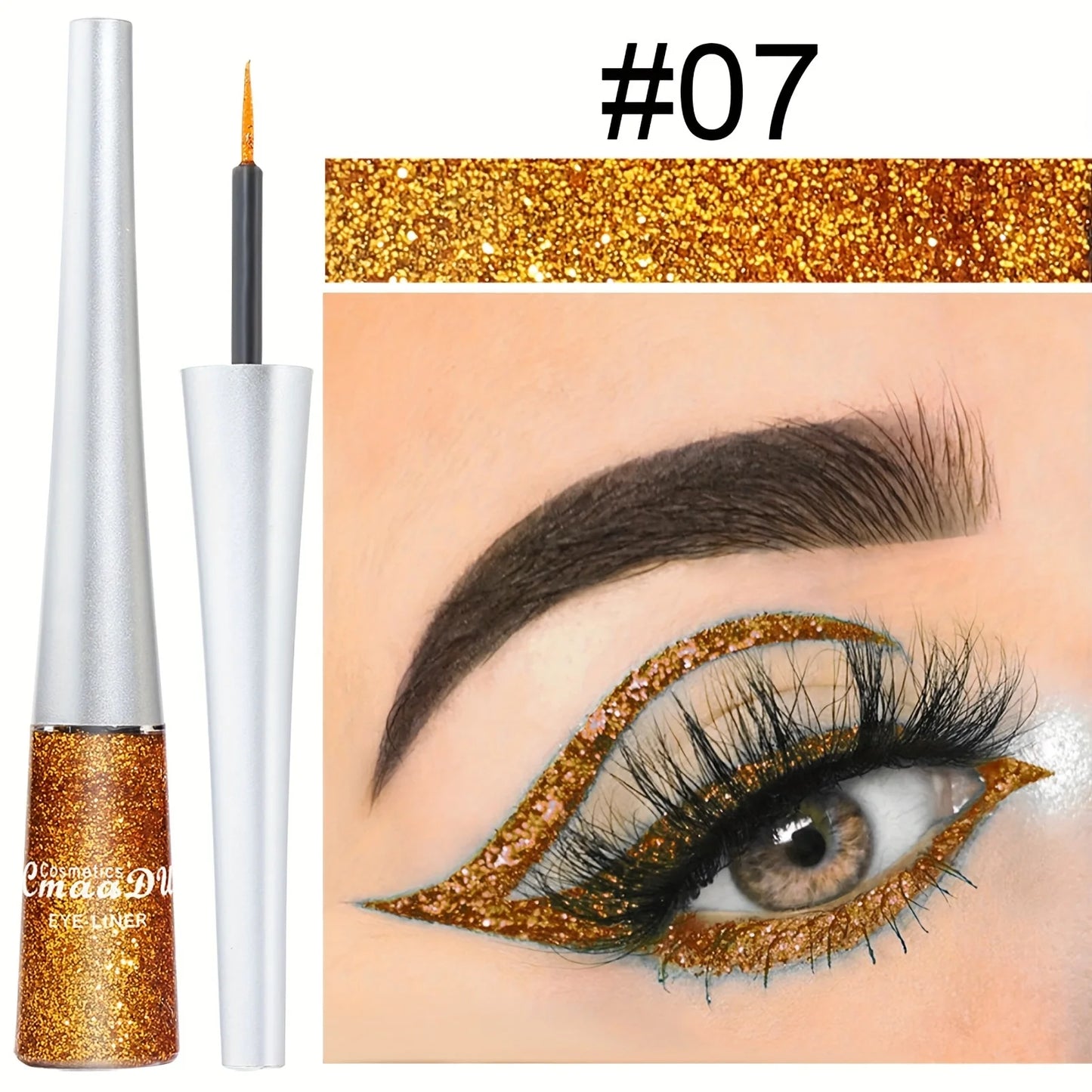 Long-Lasting Liquid Eyeliner Pen - Shimmer in Silvery, Green & Blue | Waterproof, Smudge-Proof Makeup
