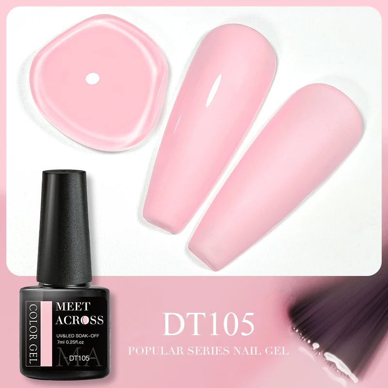 MEET ACROSS 7ml 140 Colors Glitter Gel Nail Polish Fluorescent Laser Semi Permanent Soak Off Nail Art UV Gel Varnish Manicure