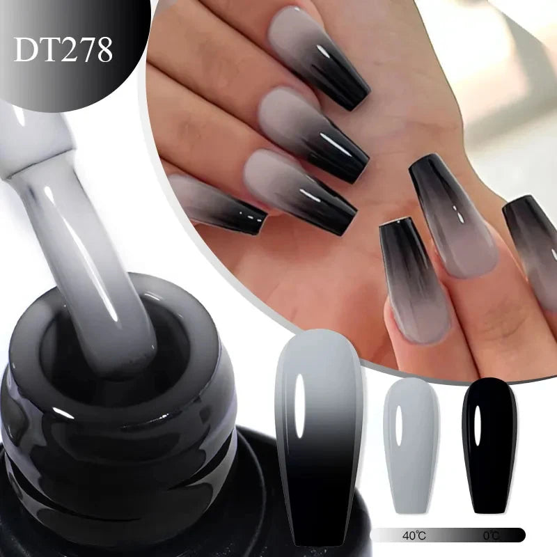 MEET ACROSS 7ml Eggshell Thermal Gel Nail Polish Temperature Changing Gradient Nail Art Varnish Winter Soak Off Gel For Nails