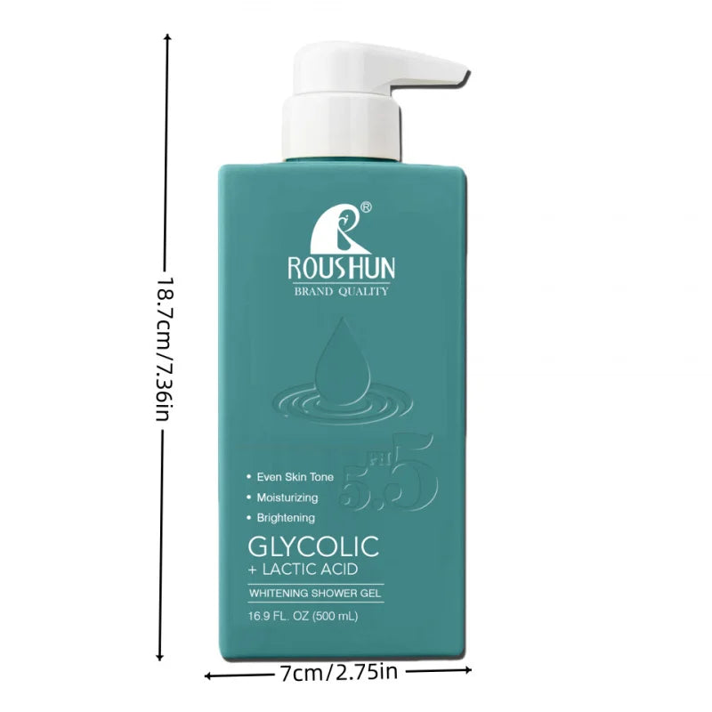 500mlLarge Capacity GLYCOLIC+LACTIC ACID shower gel Smooth and Moisturizing Skincare Hydrating Shower Gel
