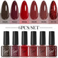 LILYCUE 6Pcs/Set Red Nude Glitter Gel Nail Polish Gorgeous Full Coverage Soak Off UV Gel Nail Art Base Top Coat Gel Polish Kits