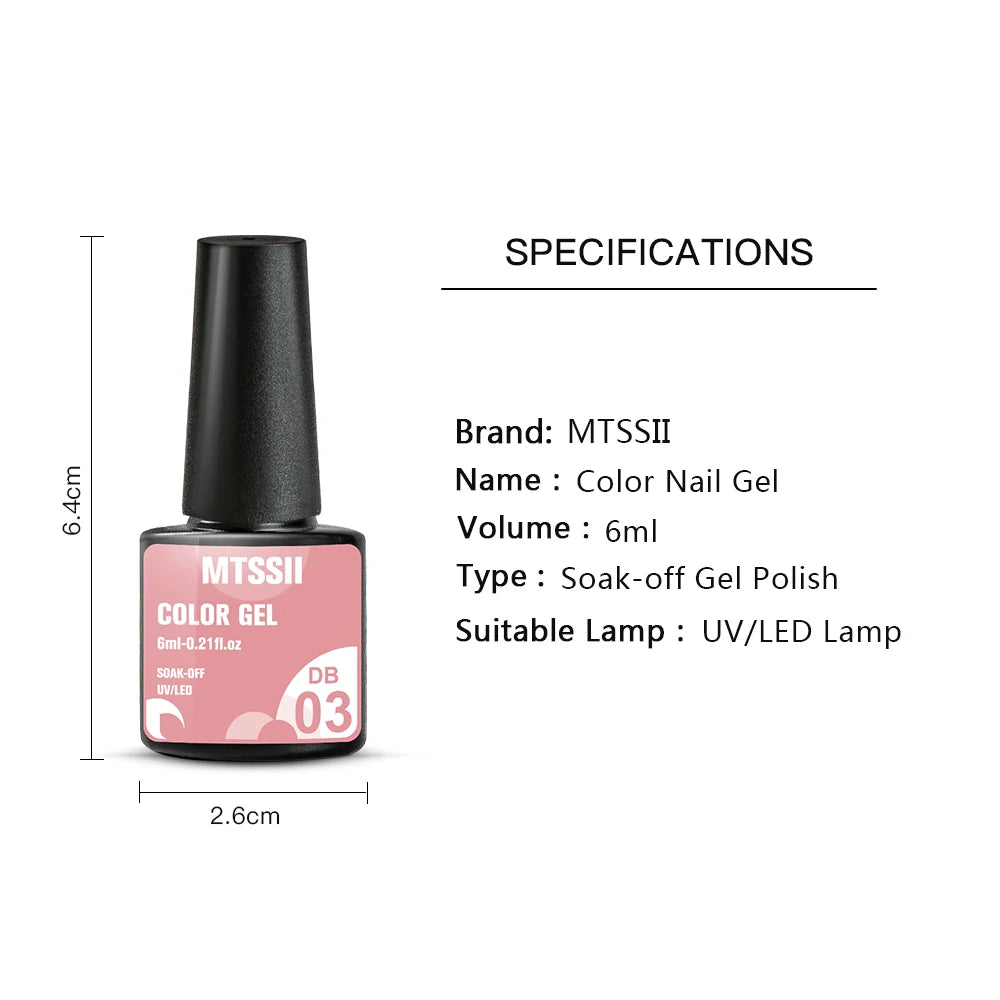 Mtssii 6PCS/Set Sparkly Nude Pink Gel Nail Polish Glitter Semi Permanent Nail Art LED UV Soak Off Gel Varnish Nail Supplies