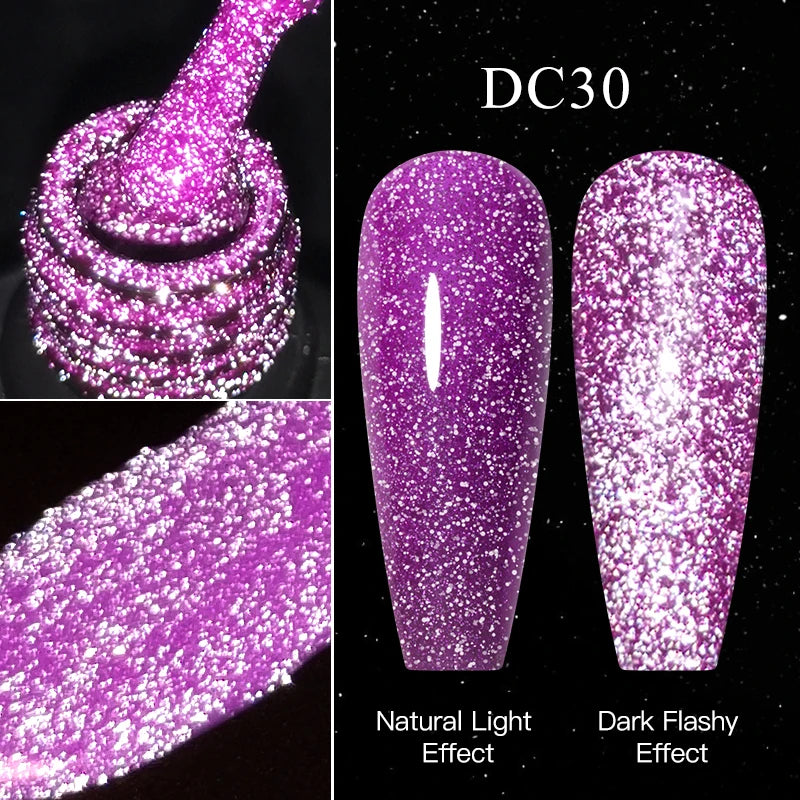 Mtssii 7ml Reflective Glitter Thermal Gel Nail Polish Color Changing Gel Semi-permanent Nail Art Varnishes Soak Off UV LED Gel