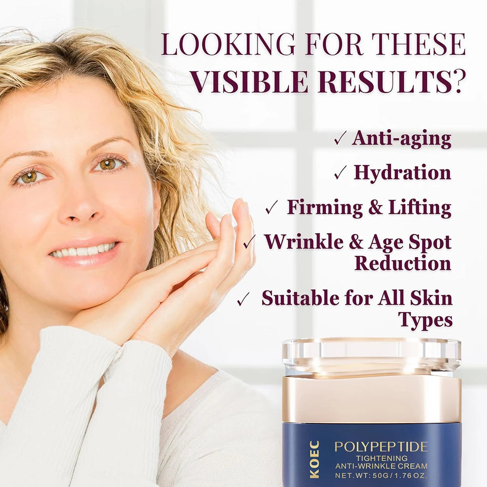 Polypeptide Tightening Anti-Wrinkle Cream Smoother Looking Skin Ageless Firm and Smooth Cream Deep Wrinkle Repair Night Cream