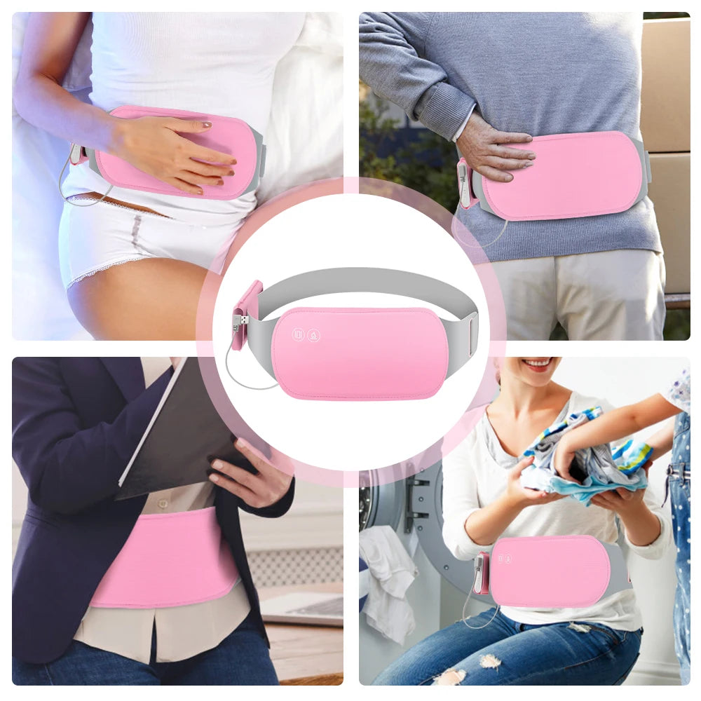 Heating Pad for Menstrual Cramps USB Powerbank Waist Massage Uterus Warm Belt 6 Vibration 3 Constant Temperature Abdomen Warmer