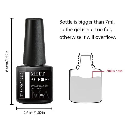 MEET ACROSS 7ml Black White Red Gel Nail Polish Glitter Semi Permanent Nail Supplies Gel Vernis for All-Season Nails Design