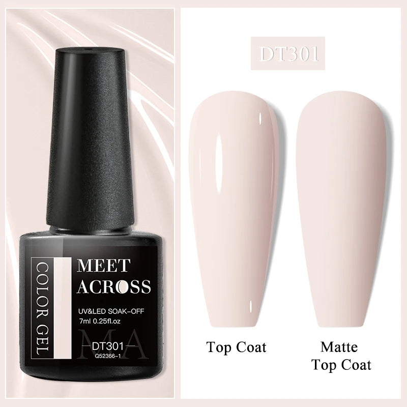 MEET ACROSS 7ml Black White Red Gel Nail Polish Glitter Semi Permanent Nail Supplies Gel Vernis for All-Season Nails Design