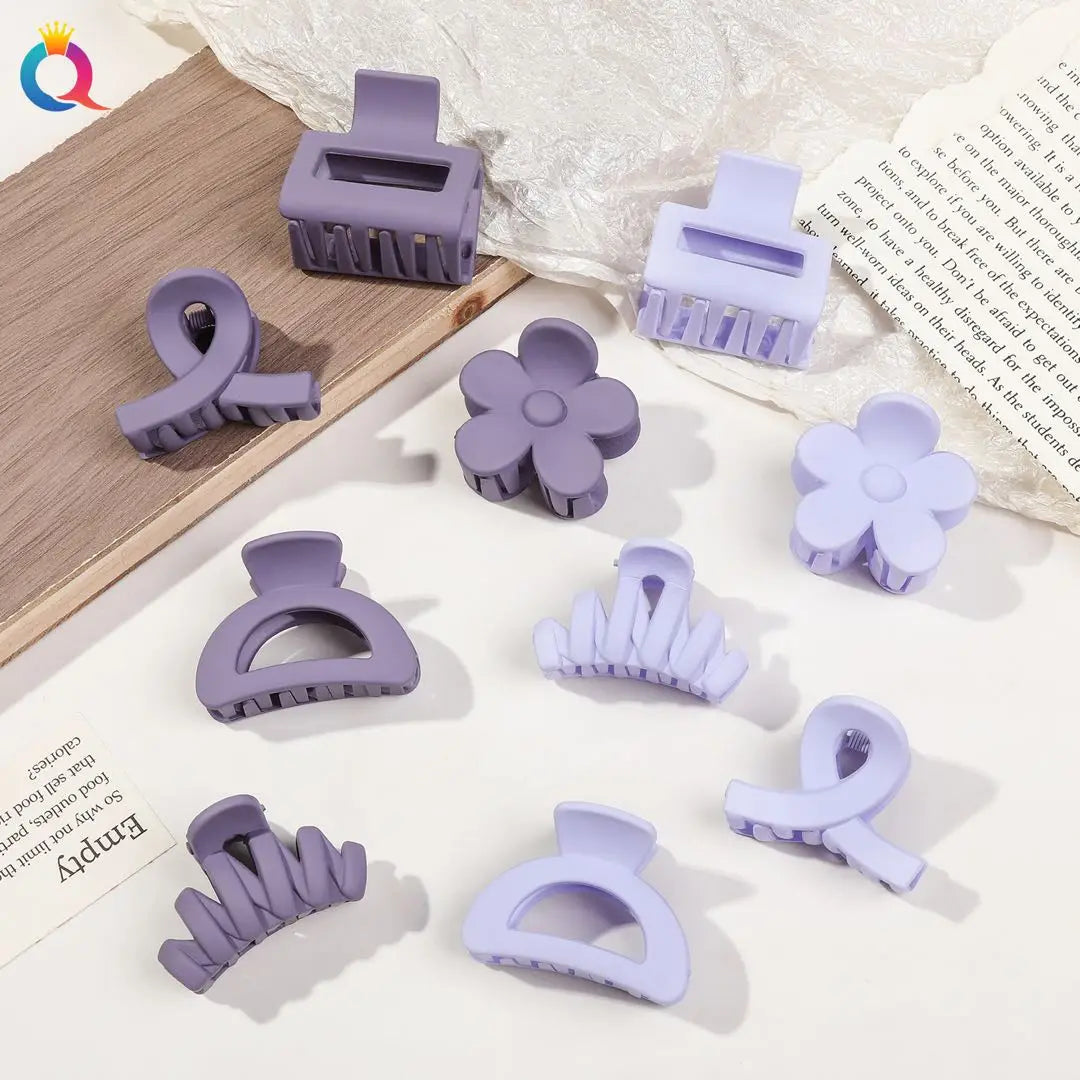 5 Pcs Small Flower Hair Claw Clips for Women Girls,Matte Rectange Jaw Clips,Semicircle Barrettes for Thin Hair