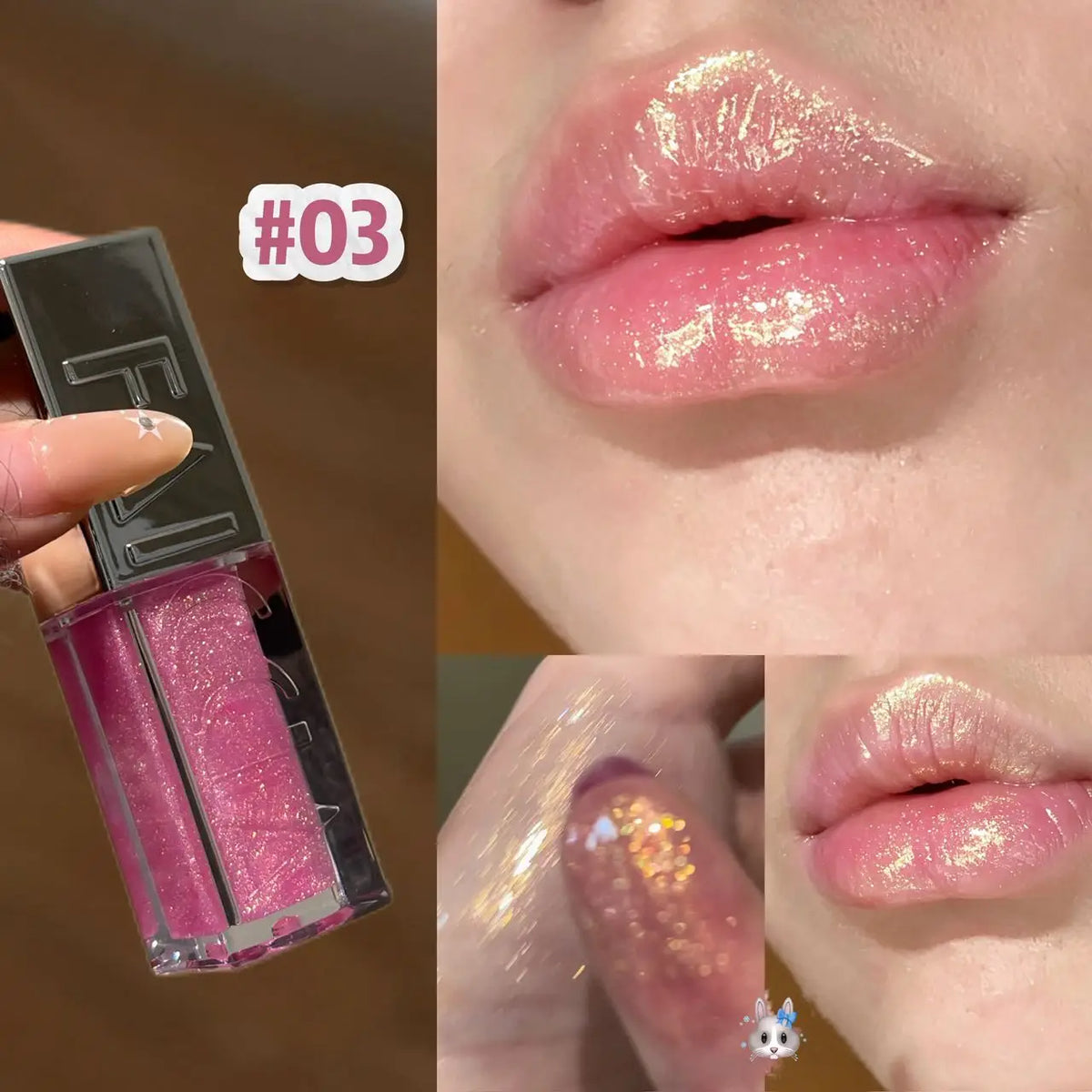 Faiccia Ice Shine Diamond Lip Gloss Shimmer Pearl Hydrating Plumping Glass Lip Multiple Sparkle Shades Daily Makeup
