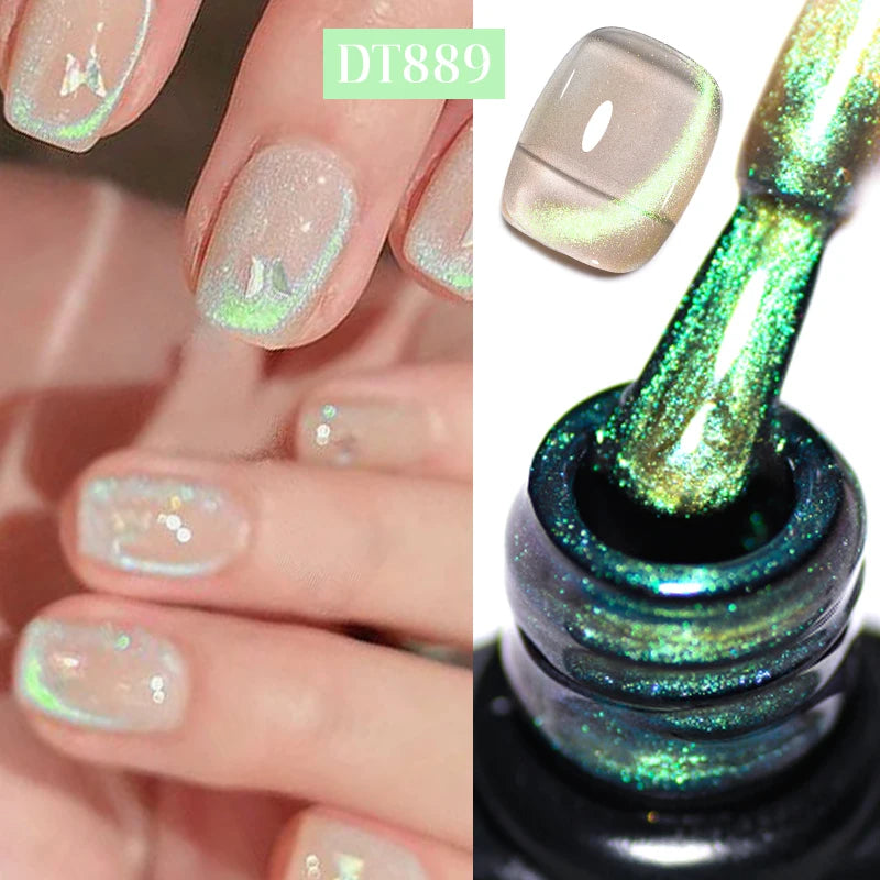 MEET ACROSS Pink Red Cat Eye Gel Nail Polish 7ml Jelly Amber Cat Magnetic Gel Nail Soak Off UV LED Semi Permanent Gel Nail Art