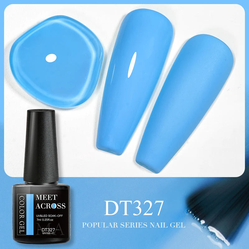 MEET ACROSS 7ml 140 Colors Glitter Gel Nail Polish Fluorescent Laser Semi Permanent Soak Off Nail Art UV Gel Varnish Manicure