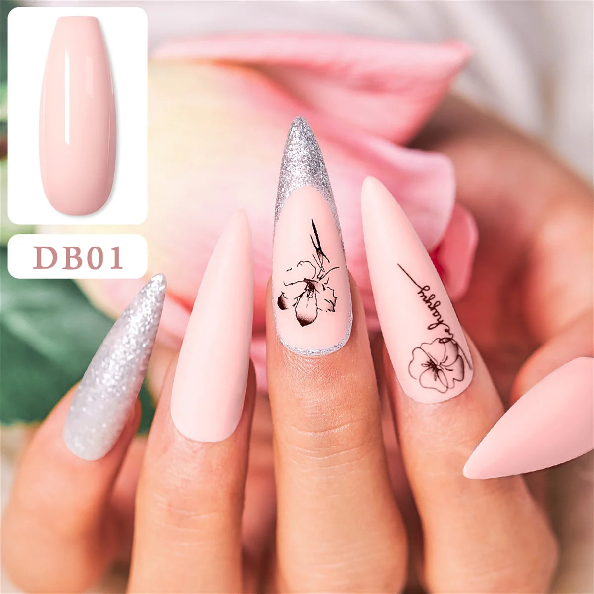 Mtssii 6PCS/Set Sparkly Nude Pink Gel Nail Polish Glitter Semi Permanent Nail Art LED UV Soak Off Gel Varnish Nail Supplies