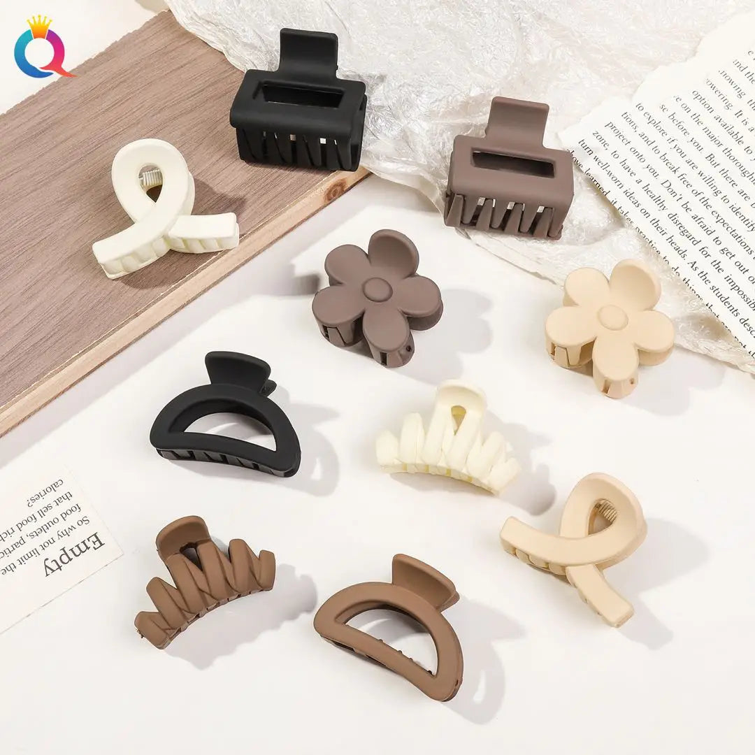 5 Pcs Small Flower Hair Claw Clips for Women Girls,Matte Rectange Jaw Clips,Semicircle Barrettes for Thin Hair