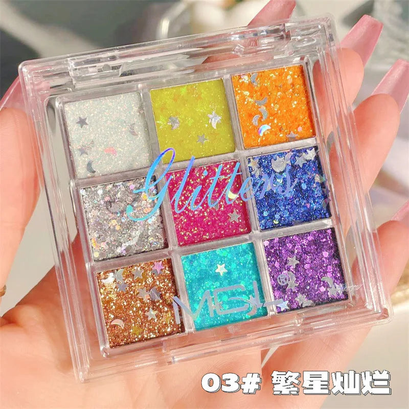 16-Grid 16 Color Solid Rubbing Powder Palette for Nail Art DIY Gradient Smudge Pat-pat Powder Nail Art Manicure Gradient Pigment
