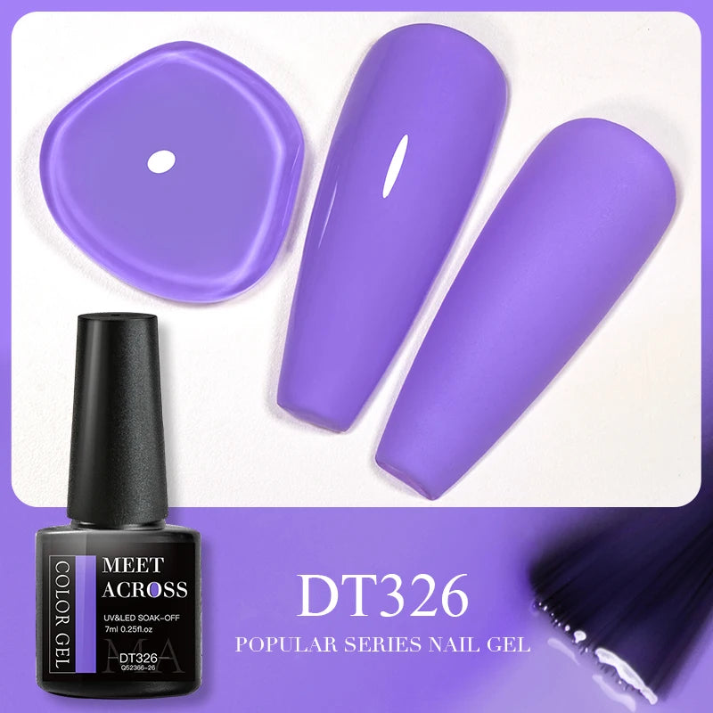 MEET ACROSS 7ml 140 Colors Glitter Gel Nail Polish Fluorescent Laser Semi Permanent Soak Off Nail Art UV Gel Varnish Manicure