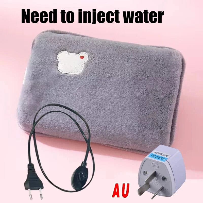 Soft Plush Electric Hot Water Bottle Charging with EU/US/AU Plug for Winter Warmth and Pain Relief Winter Women's Gifts