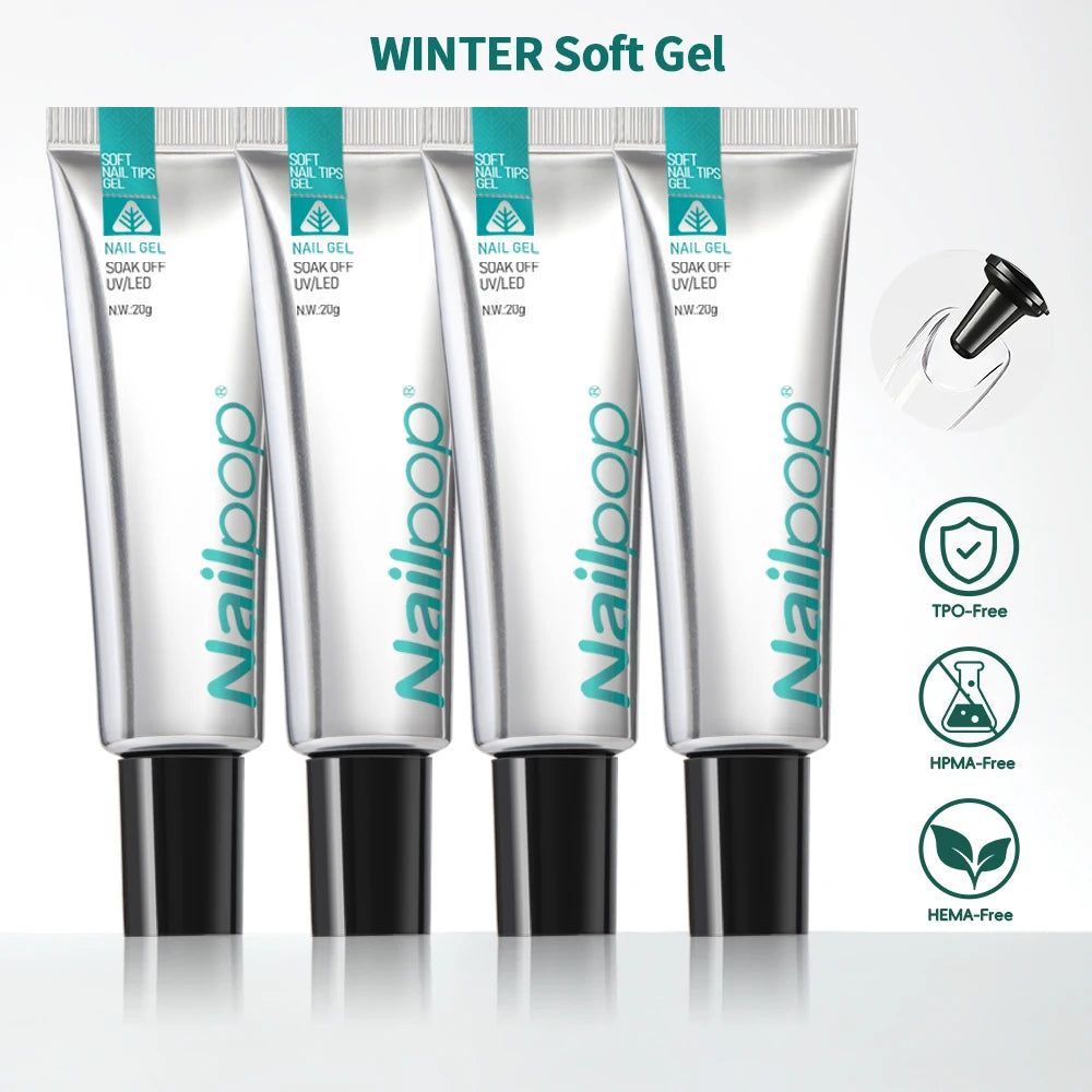 Nailpop Soft Nail Tips Gel SUMMER WINTER EDITION with Vitamin E Formula for Press on Nails Strong Hold and Beautiful Nails 20g