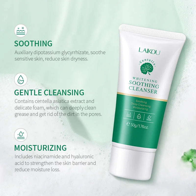 LAIKOU Centella Soothing Facial Cleanser Amino Acid BlackHead Remove Oil-Control Moisturizing Soften Face Skin Care Products