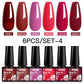 Mtssii 6PCS/Set Sparkly Nude Pink Gel Nail Polish Glitter Semi Permanent Nail Art LED UV Soak Off Gel Varnish Nail Supplies