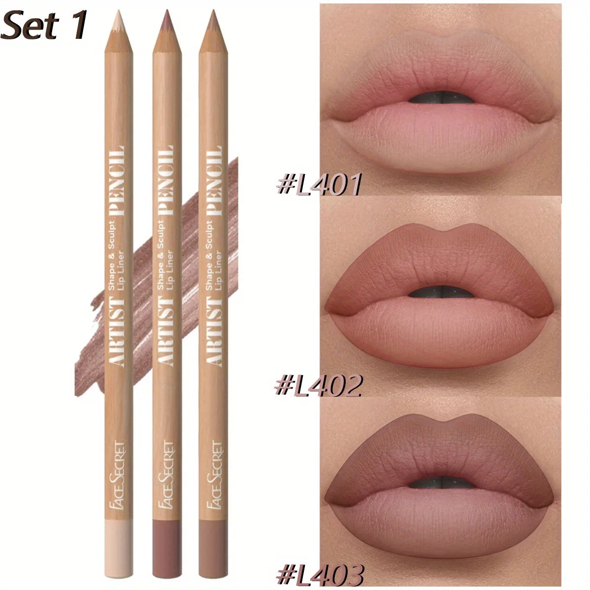 3Pcs Long-Lasting Velvet Lip Liner Matte Lipstick Waterproof  Perfect Gift for Valentine's Day, Lip Liner Set
