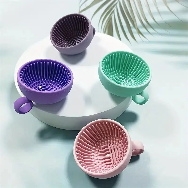 1pc QuickClean Makeup Brush Cleaner - Premium Silicone Scrubber & Non-slip Bowl - Effortless Deep Cleaning for All Facial