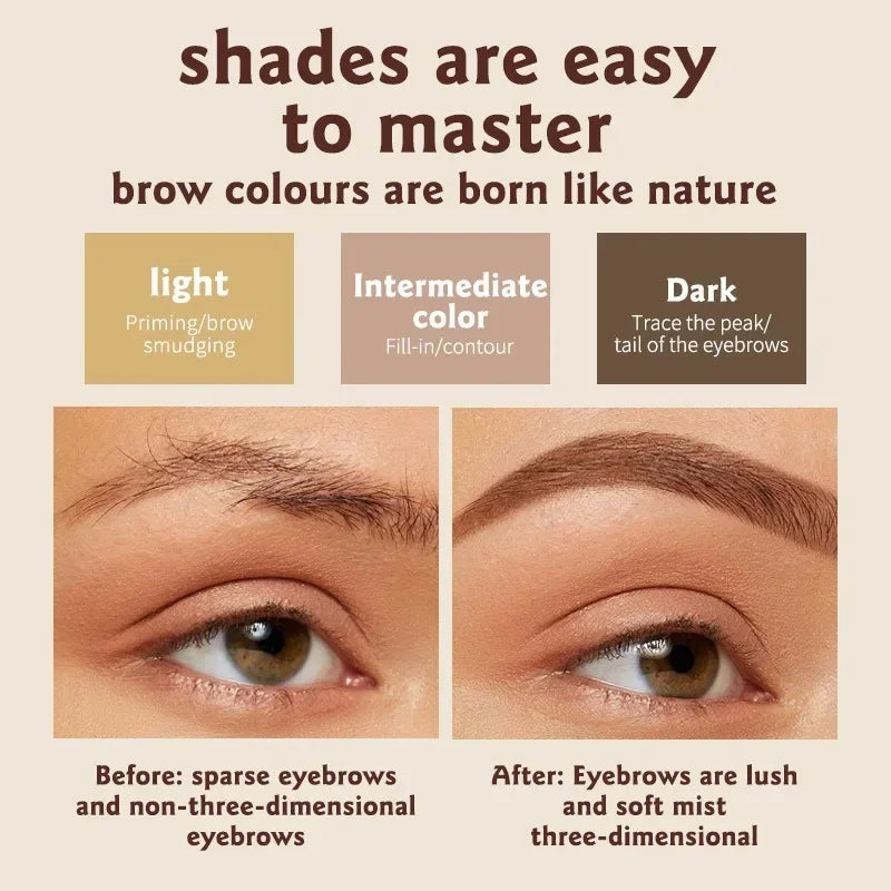3 In 1 Three-dimensional Eyebrow Powder Waterproof Long-lasting 3D Eyebrow Dyeing Eyebrow Cream Enhancer Cosmetics Women Makeup