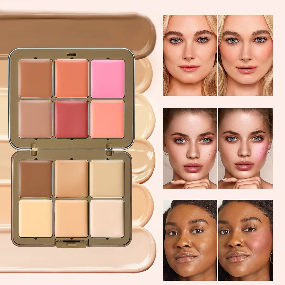 12-color Plum Blossom Concealer with Makeup brush Set Brightening blush Multi-function makeup tray Poker iron case portable