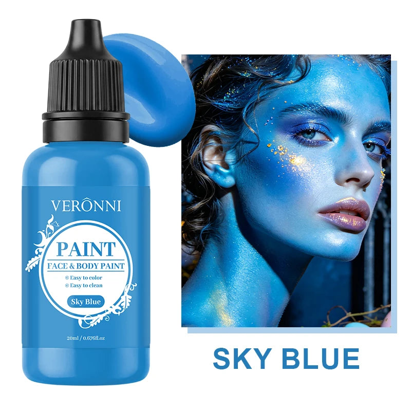 20ml Water Based Face Body Paint Single Bottle Safe Non-toxic For Halloween Party Cosplay Makeup Easy To Wash Off For Kids Adult