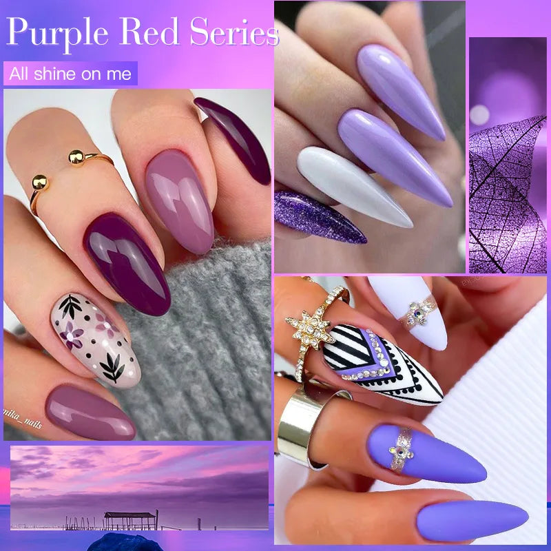 MEET ACROSS 7ml Purple Nail Gel Polish Semi Permanent Nail Art For Nails Decoration UV LED Painting Gel Varnish Nail Supplies