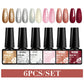 Mtssii 6PCS/Set Sparkly Nude Pink Gel Nail Polish Glitter Semi Permanent Nail Art LED UV Soak Off Gel Varnish Nail Supplies