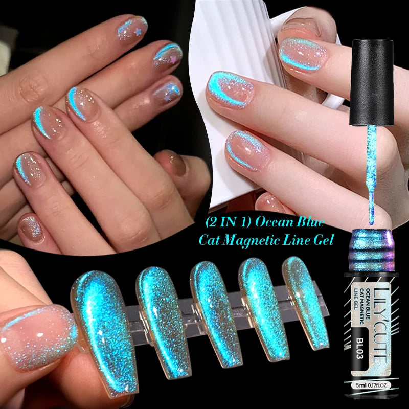 LILYCUTE 5ml Line Art Gel Nail Polish Gold Silver DIY Drawing Gel Reflective Glitter Design Semi Permanent Painting Gel Varnish