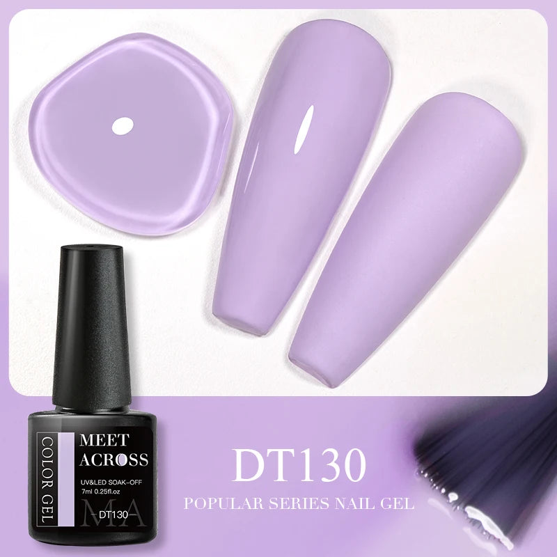 MEET ACROSS 7ml 140 Colors Glitter Gel Nail Polish Fluorescent Laser Semi Permanent Soak Off Nail Art UV Gel Varnish Manicure
