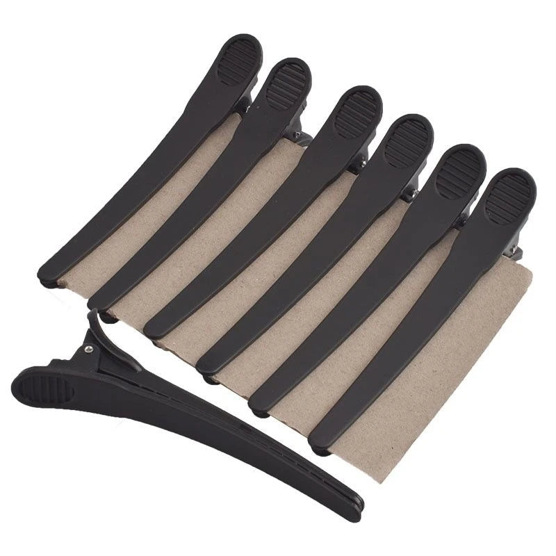 12pcs Hairdressing Hair Clip Salon Professional Women's Braided Tools Black Plastic Hairpin Clamps Claw Section Alligator Clips