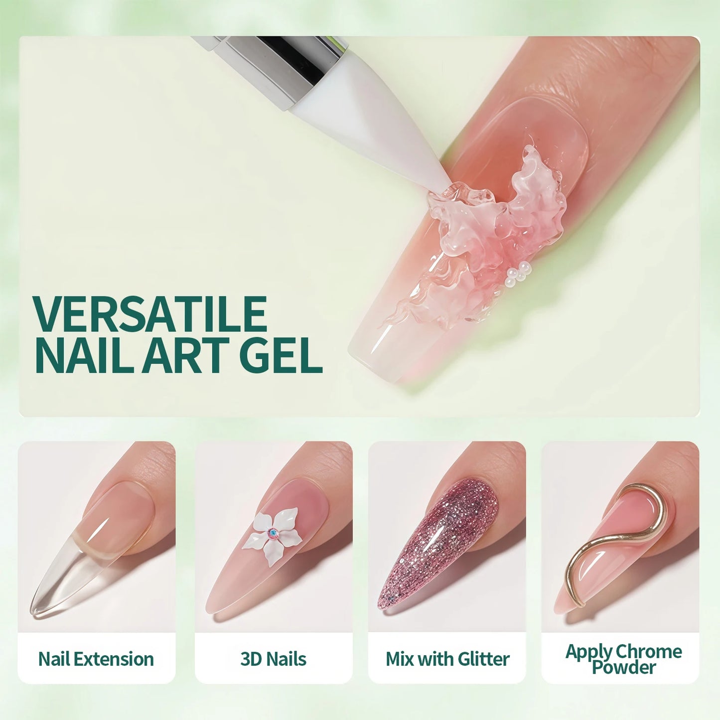 Nailpop Non-Sticky Extending Gel Without TPO/HEMA for Crystal Nail Tips Sculpting and Rhinestone Adhesive Adhesion Durable DIY