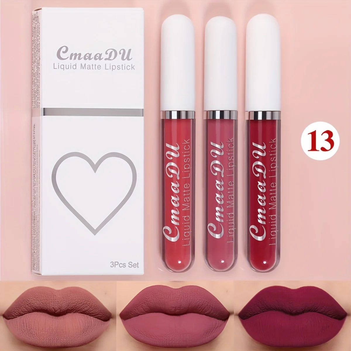 3-PCS Matte Lipstick Set – Long-Lasting, Non-Fading, Waterproof, Exquisite Gift for Daily & Holiday Use, Universal Shades
