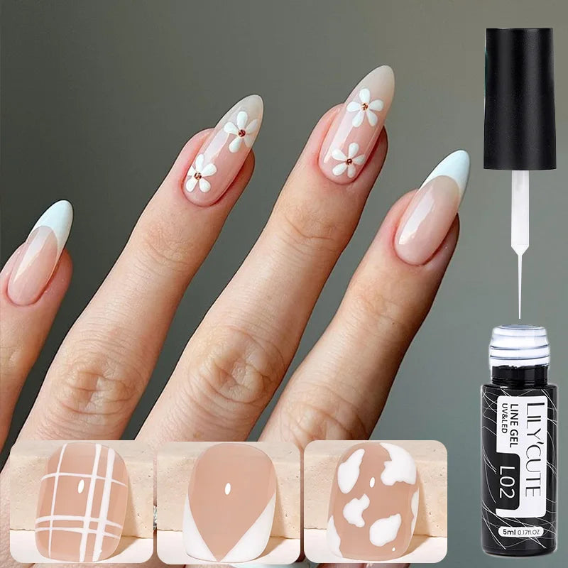 LILYCUTE 5ml Line Art Gel Nail Polish Gold Silver DIY Drawing Gel Reflective Glitter Design Semi Permanent Painting Gel Varnish