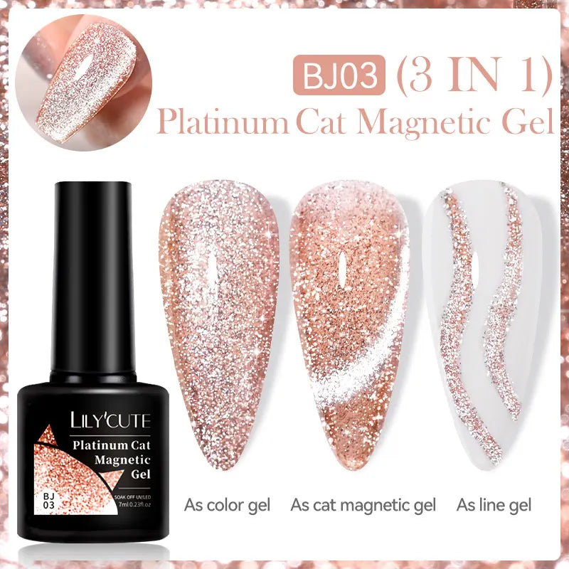 LILYCUTE 7ML Auroras Glitter Thermal Gel Nail Polish Temperature Color Changing Semi Permanent Soak Off Nail Art UV Gel Varnish