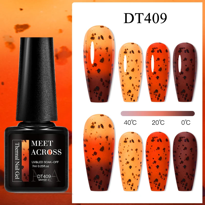 MEET ACROSS 7ml Eggshell Thermal Gel Nail Polish Temperature Changing Gradient Nail Art Varnish Winter Soak Off Gel For Nails