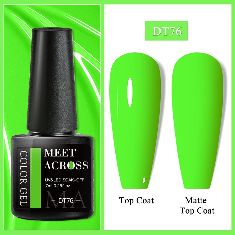 MEET ACROSS 7ml Purple Nail Gel Polish Semi Permanent Nail Art For Nails Decoration UV LED Painting Gel Varnish Nail Supplies