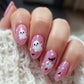 24pcs Halloween Press on Nails Sweet & Cool Jack-o'-Lantern Fake Nail Short Almond Cute & Cuddly Ghost False Nail for Women&Girl