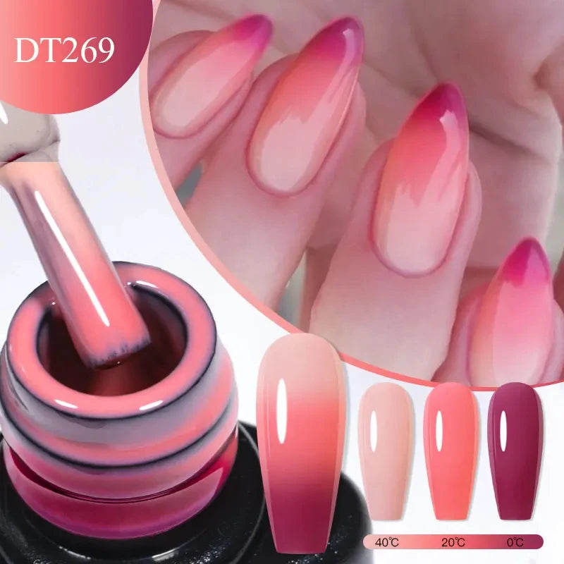 MEET ACROSS 7ml Eggshell Thermal Gel Nail Polish Temperature Changing Gradient Nail Art Varnish Winter Soak Off Gel For Nails