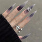 24pcs Halloween Dark Scrub Fake Nails Press on Nails Wearable y2k Nails Super Long Pointy Nails 3D Black Snake False Nails Tip
