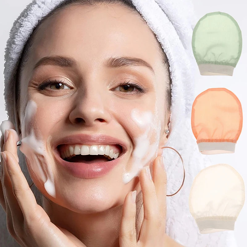 Silk Exfoliating Face Wash Beauty Towel Soft Exfoliating Skin Bath Scrub Silk Bath Face Wash Gloves