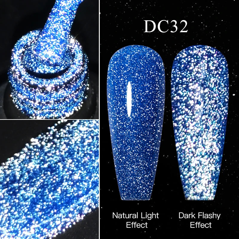 Mtssii 7ml Reflective Glitter Thermal Gel Nail Polish Color Changing Gel Semi-permanent Nail Art Varnishes Soak Off UV LED Gel
