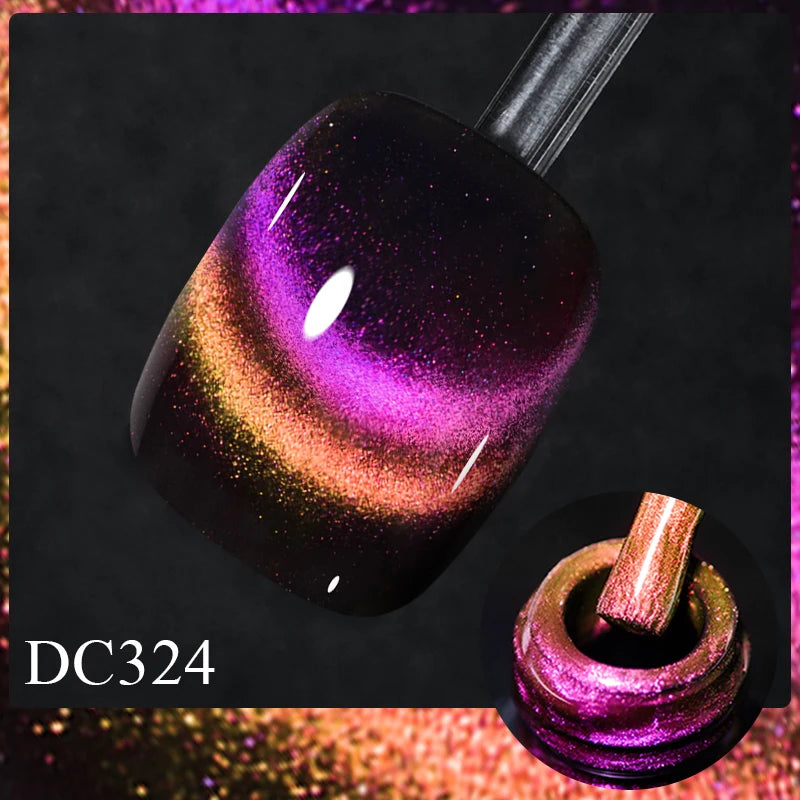 7ml Sparkling Glass Bead Cat Magnetic Gel Nail Polish Flash Black Spar Red Color Semi Permanent Soak Off UV Summer Gel Varnish
